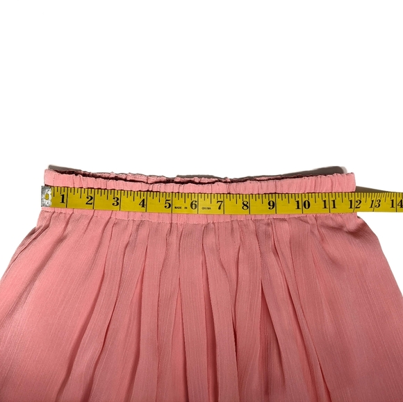 LOFT Mini Skirt Coral XXS pleats flowy sheer light weight dressy elastic waist - Picture 8 of 14